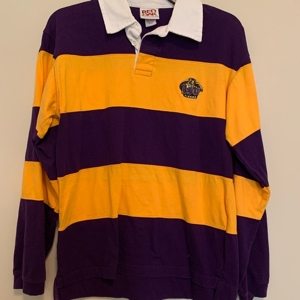 Unisex LSU striped polo